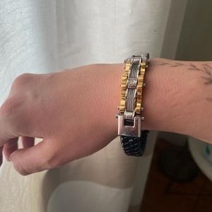 Men's braided leather stainless steel bracelet